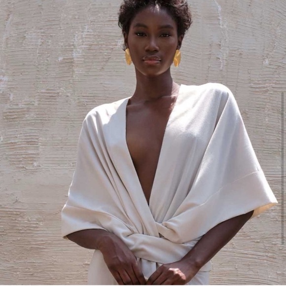 ANDREA IYAMAH Gamba Maxi Tie-Waist Robe One Size | OS Ivory - Picture 2 of 11